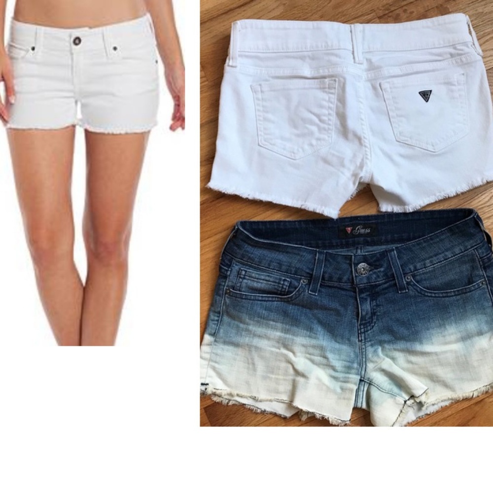 Guess Therese jean shorts cutoff ombre white denim